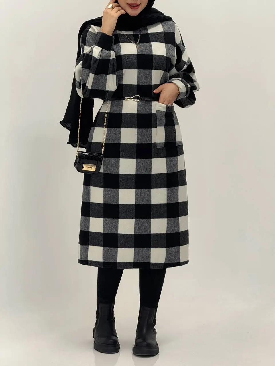 3593-کفتان چهارخونه پشمی